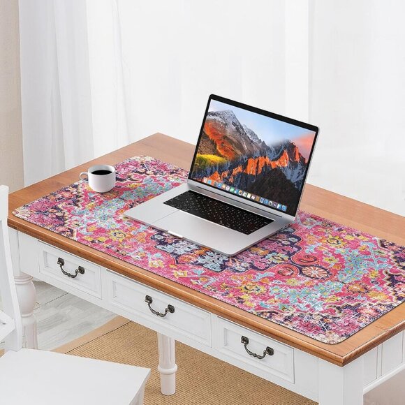 Large Boho Desk Mouse Pad Mat,Computer Desk Cover Mat with Smooth Lycra Surface, - Picture 7 of 7
